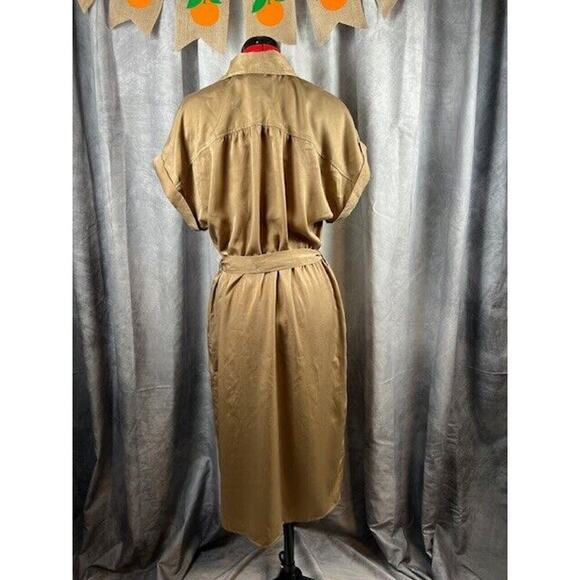 Socialite Dress Large Cocoa Womens Button Down Short Sleeve Dress - Picture 3 of 8